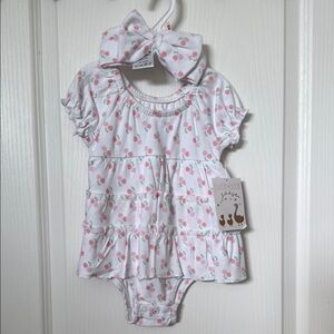 White and Pink Floral Hair Bow Accessory